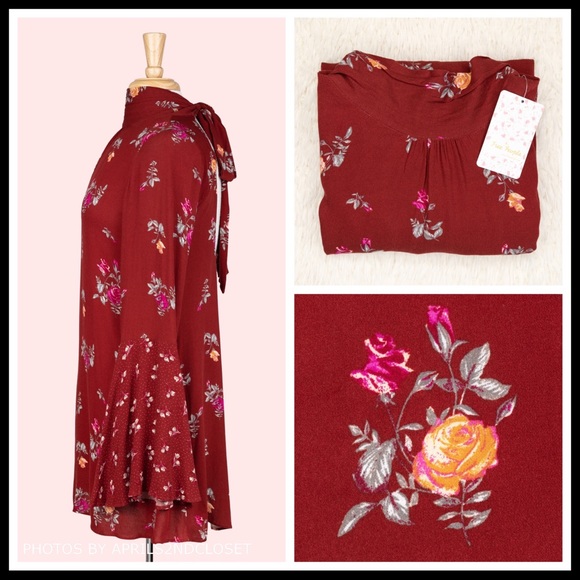 FREE PEOPLE BOHO FLOWY FLORAL MINI BOHEMIAN PRINT TUNIC DRESS A2C - Picture 5 of 16